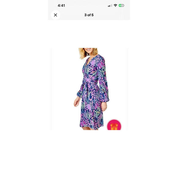 Lilly Pulitzer Kierna Knee Length Dress Oyster Bay Navy You’ve Been Spotted Sz M - Picture 16 of 16